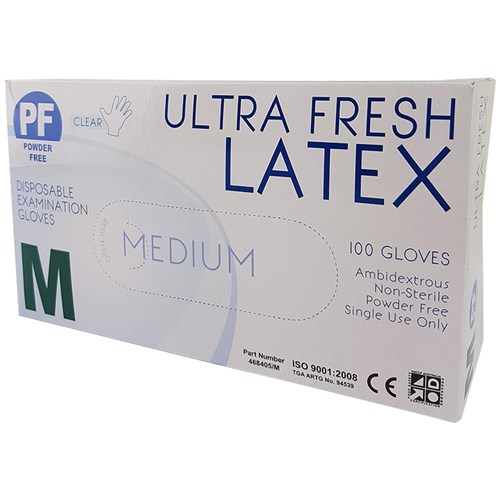 Latex Gloves - Medium - Powder Free - Clear